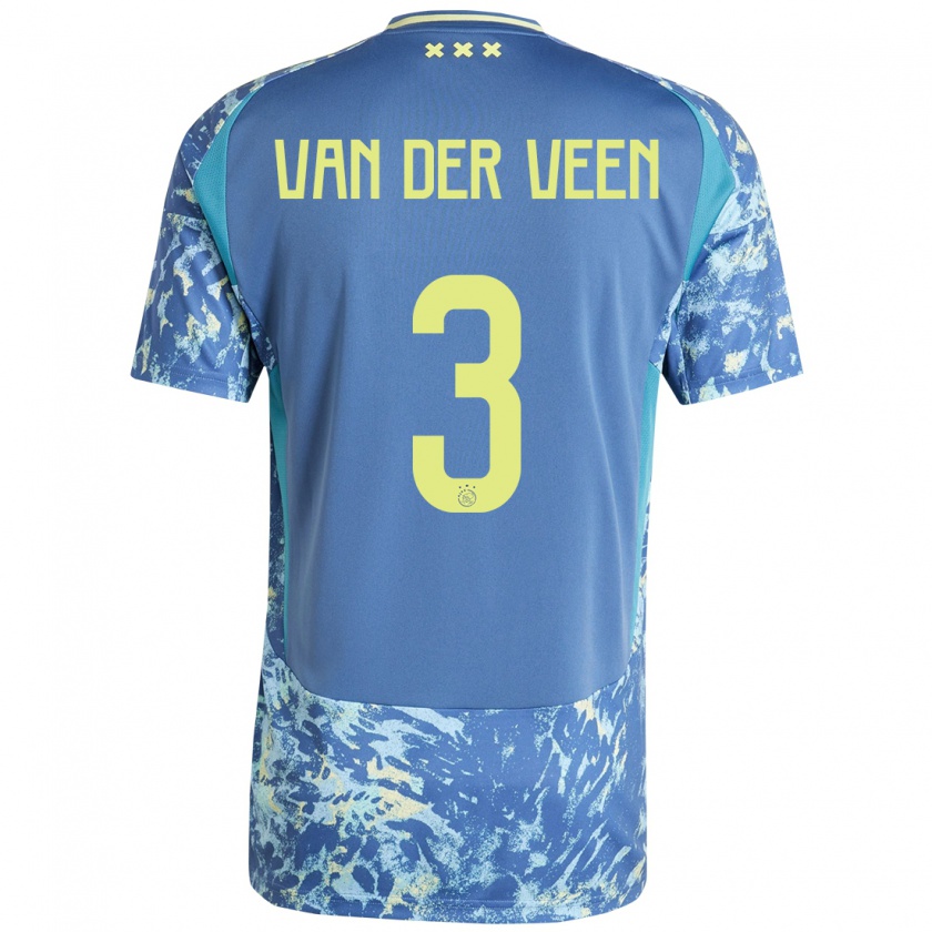 Kandiny Kinderen Roos Van Der Veen #3 Grijs Blauw Geel Uitshirt Uittenue 2024/25 T-Shirt