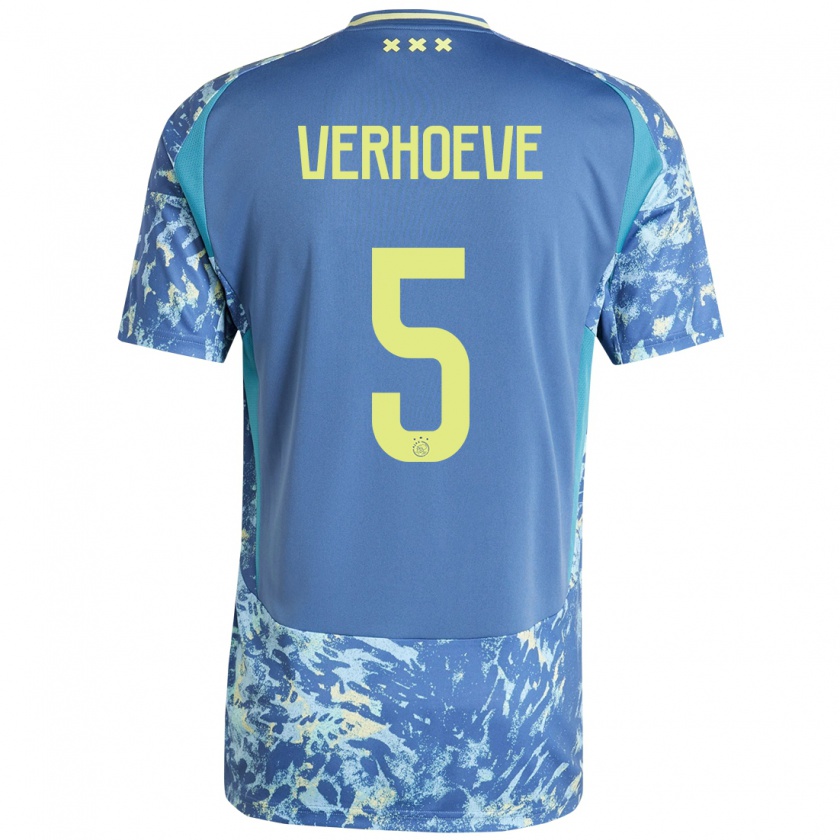 Kandiny Bambino Maglia Soraya Verhoeve #5 Grigio Blu Giallo Kit Gara Away 2024/25 Maglietta