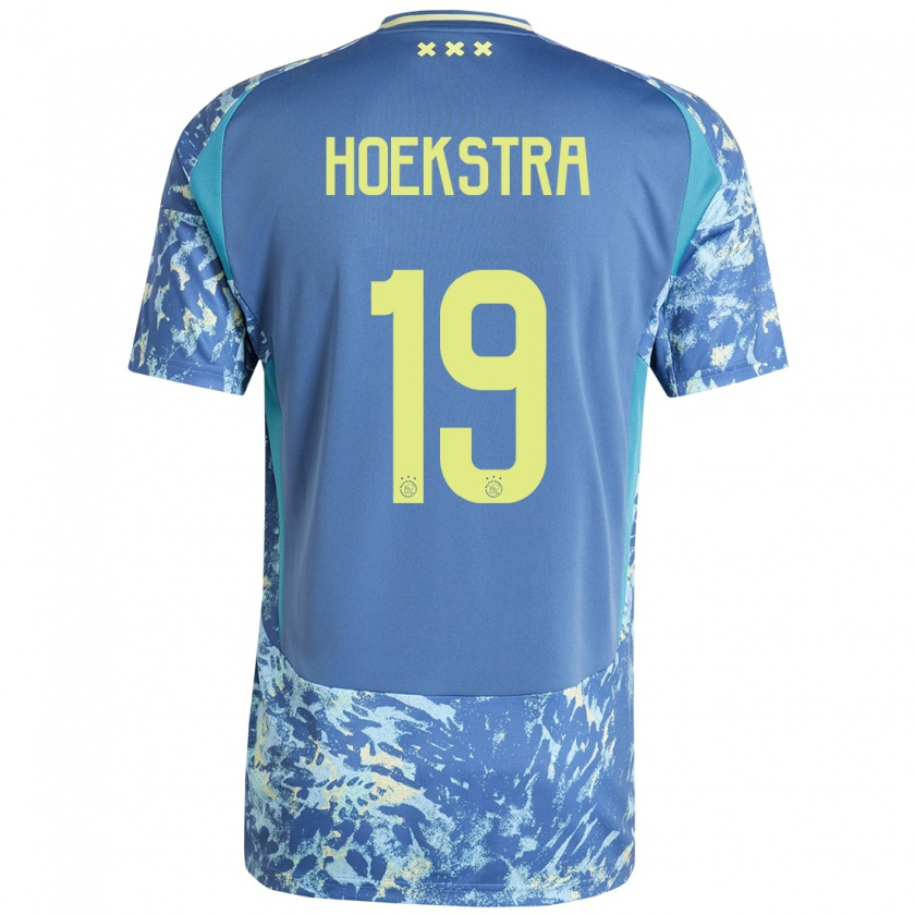 Kandiny Bambino Maglia Tiny Hoekstra #19 Grigio Blu Giallo Kit Gara Away 2024/25 Maglietta