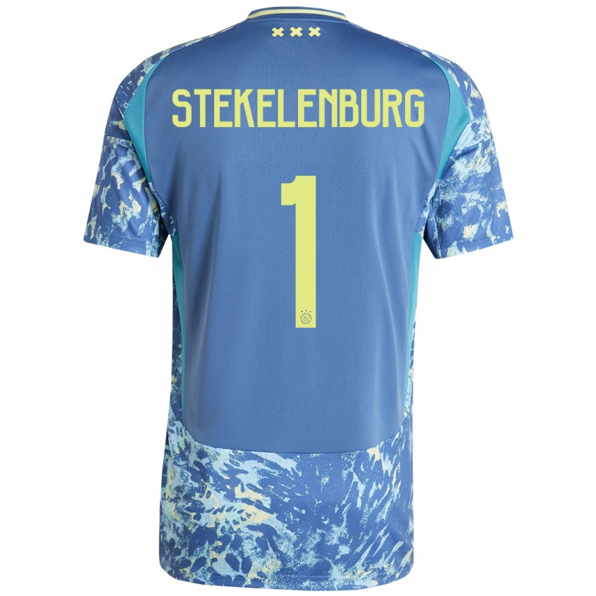 Kandiny Kinderen Maarten Stekelenburg #1 Grijs Blauw Geel Uitshirt Uittenue 2024/25 T-Shirt