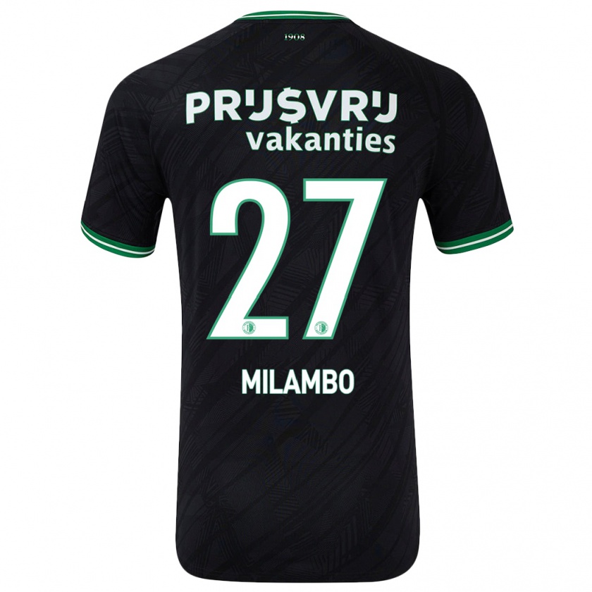 Kandiny Bambino Maglia Antoni Milambo #27 Nero Verde Kit Gara Away 2024/25 Maglietta