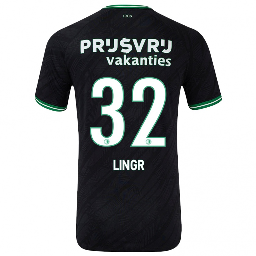 Kandiny Bambino Maglia Ondrej Lingr #32 Nero Verde Kit Gara Away 2024/25 Maglietta