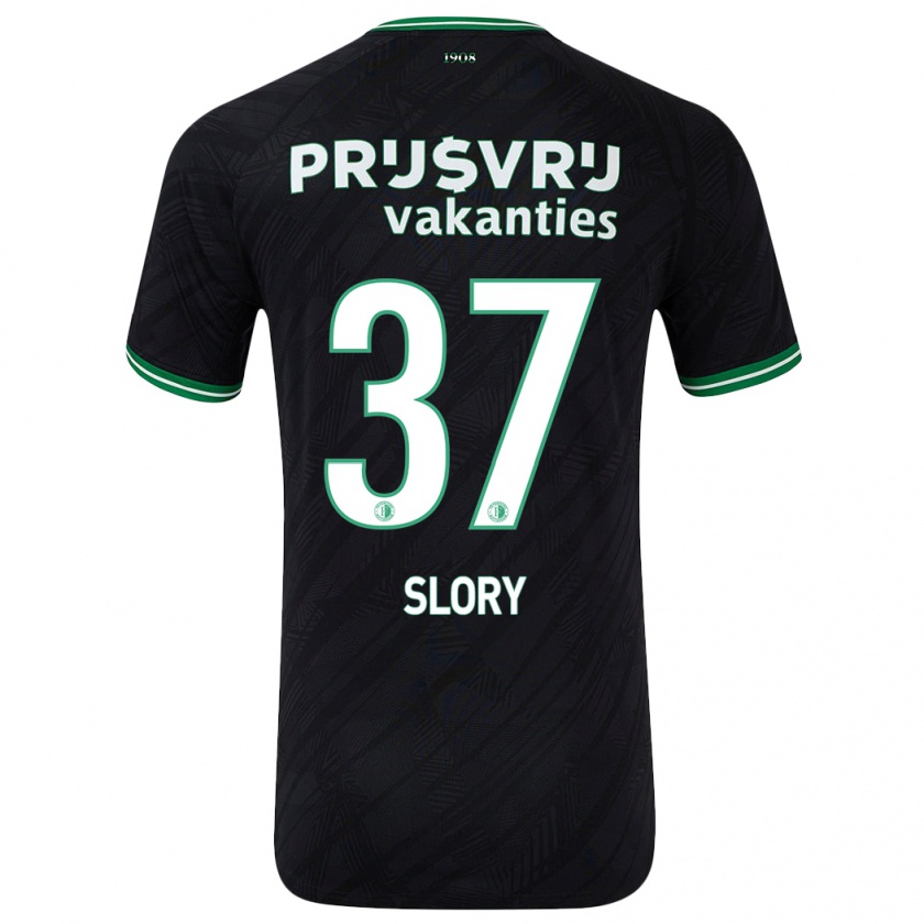 Kandiny Bambino Maglia Jaden Slory #37 Nero Verde Kit Gara Away 2024/25 Maglietta