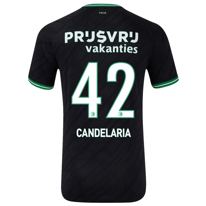 Kandiny Bambino Maglia Jayden Candelaria #42 Nero Verde Kit Gara Away 2024/25 Maglietta