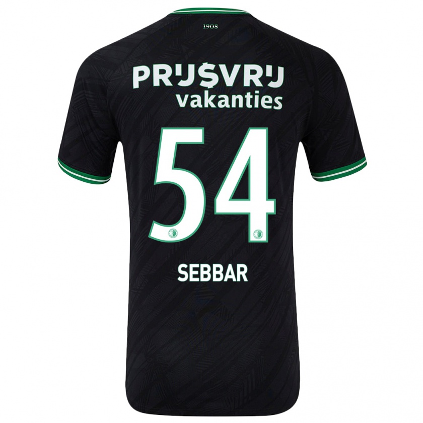 Kandiny Niño Camiseta Marouane Sebbar #54 Negro Verde 2ª Equipación 2024/25 La Camisa México