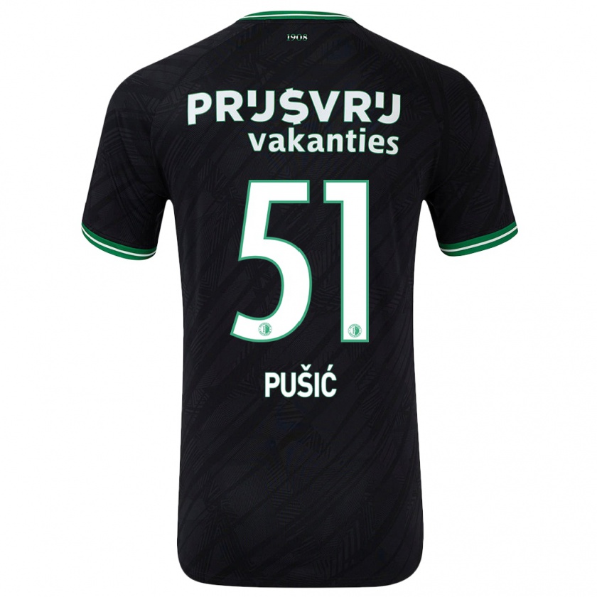 Kandiny Kinderen Noah Pušić #51 Zwart Groen Uitshirt Uittenue 2024/25 T-Shirt