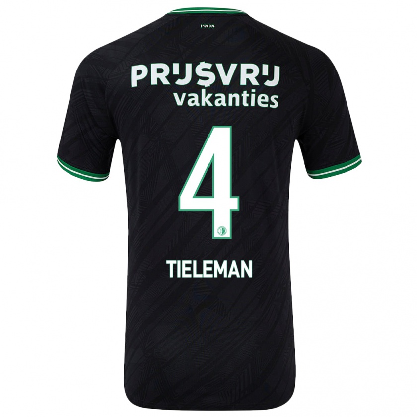 Kandiny Bambino Maglia Jerry Tieleman #4 Nero Verde Kit Gara Away 2024/25 Maglietta