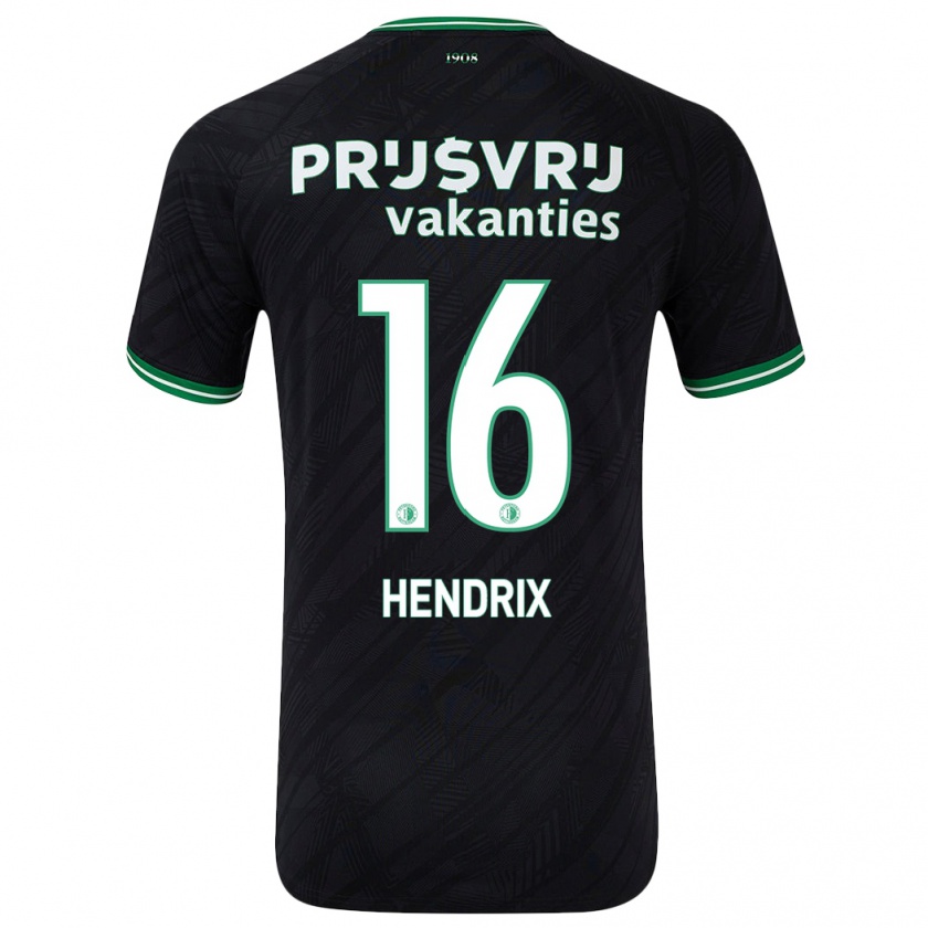 Kandiny Kinderen Jorrit Hendrix #16 Zwart Groen Uitshirt Uittenue 2024/25 T-Shirt