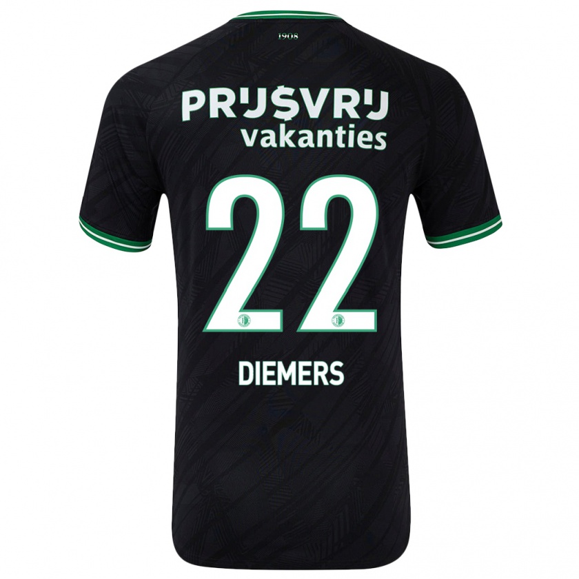 Kandiny Bambino Maglia Mark Diemers #22 Nero Verde Kit Gara Away 2024/25 Maglietta