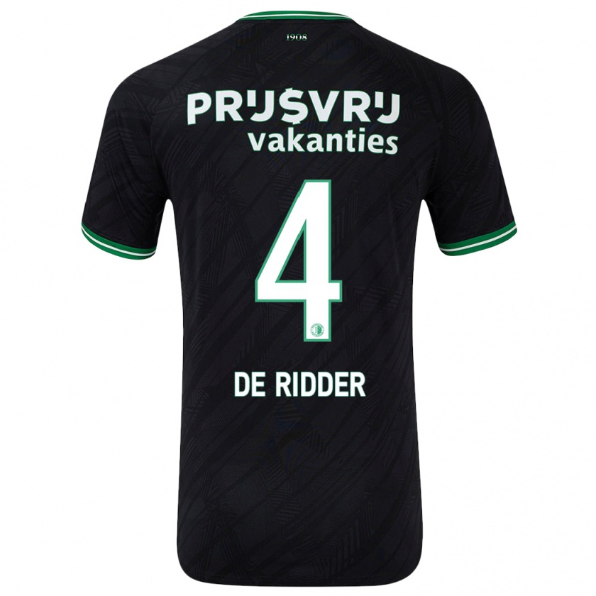 Kandiny Bambino Maglia Robine De Ridder #4 Nero Verde Kit Gara Away 2024/25 Maglietta