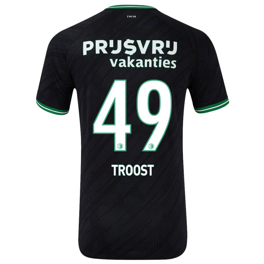 Kandiny Bambino Maglia Tein Troost #49 Nero Verde Kit Gara Away 2024/25 Maglietta