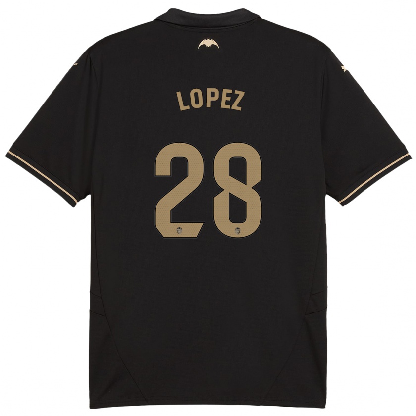 Kandiny Kinderen Saray Lopez #28 Zwart Uitshirt Uittenue 2024/25 T-Shirt