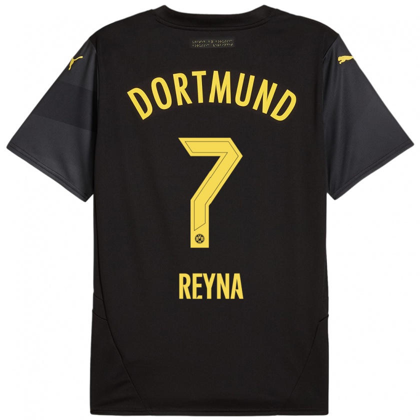 Kandiny Kinderen Giovanni Reyna #7 Zwart Geel Uitshirt Uittenue 2024/25 T-Shirt