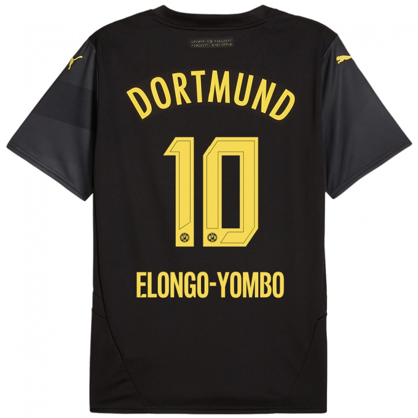 Kandiny Kinderen Rodney Elongo-Yombo #10 Zwart Geel Uitshirt Uittenue 2024/25 T-Shirt België