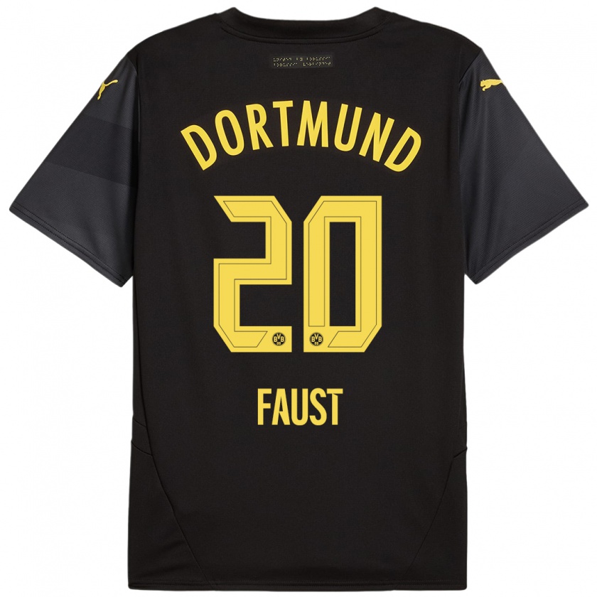 Kandiny Niño Camiseta Tom Faust #20 Negro Amarillo 2ª Equipación 2024/25 La Camisa