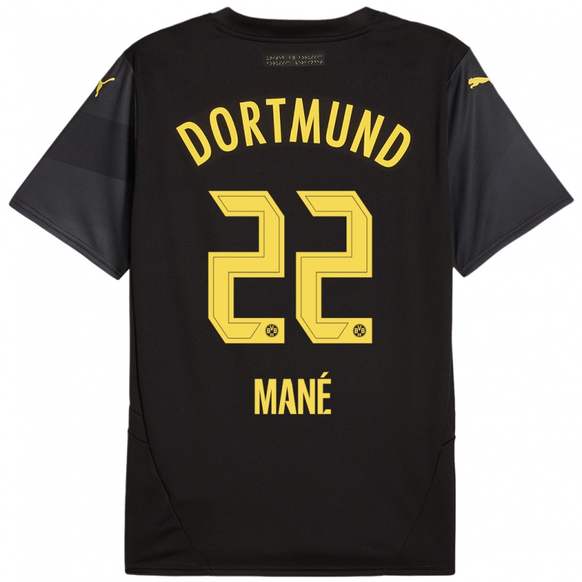 Kandiny Bambino Maglia Filippo Mane #22 Nero Giallo Kit Gara Away 2024/25 Maglietta