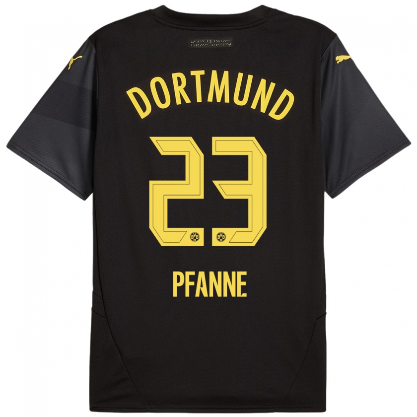 Kandiny Bambino Maglia Franz Pfanne #23 Nero Giallo Kit Gara Away 2024/25 Maglietta