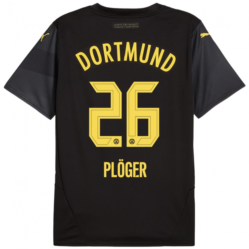 Kandiny Kinderen Dustin Plöger #26 Zwart Geel Uitshirt Uittenue 2024/25 T-Shirt