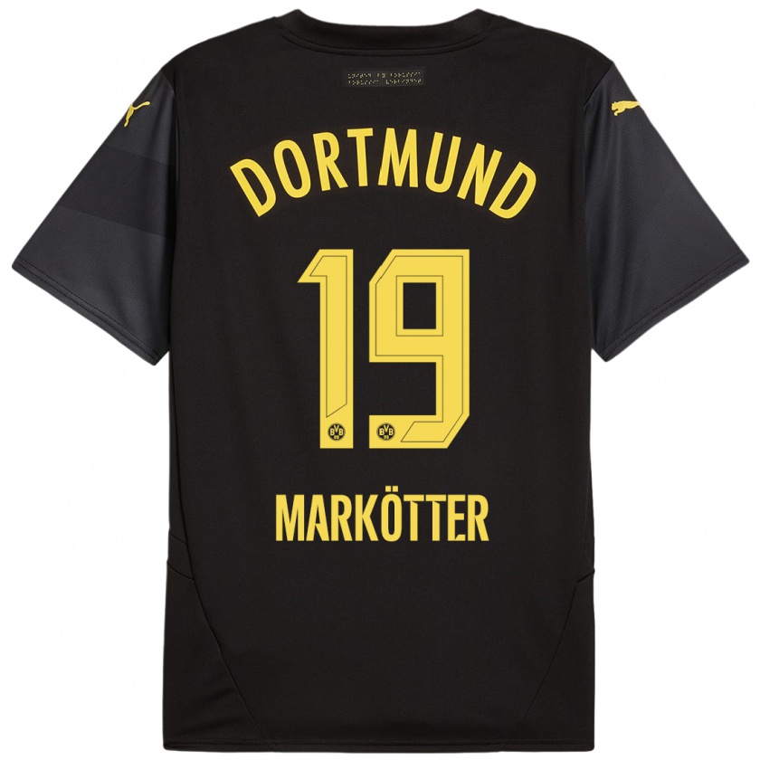 Kandiny Bambino Maglia Jonah Markötter #19 Nero Giallo Kit Gara Away 2024/25 Maglietta