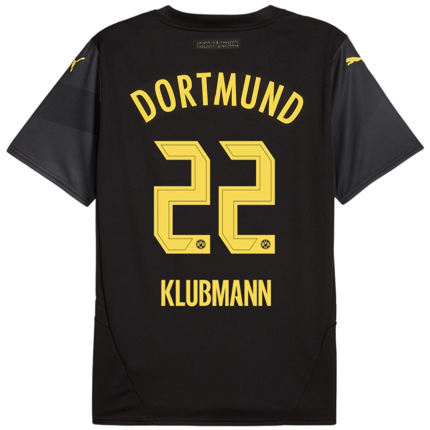 Kandiny Bambino Maglia Leon Klubmann #22 Nero Giallo Kit Gara Away 2024/25 Maglietta