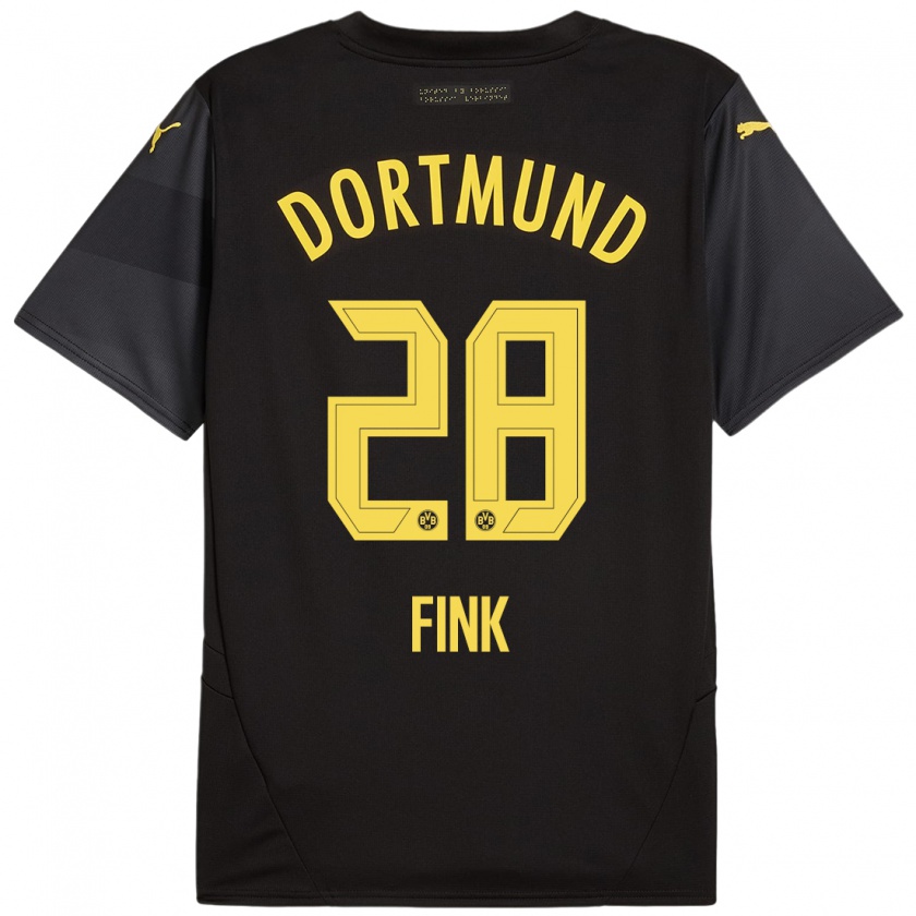 Kandiny Niño Camiseta Bradley Fink #28 Negro Amarillo 2ª Equipación 2024/25 La Camisa