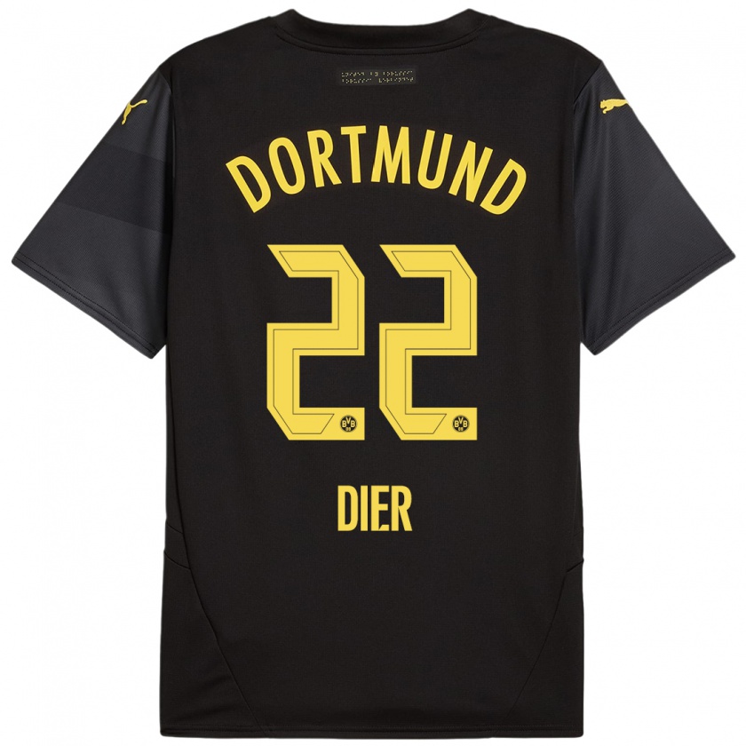 Kandiny Kinder Henrik Dier #22 Schwarz Gelb Auswärtstrikot Trikot 2024/25 T-Shirt Österreich