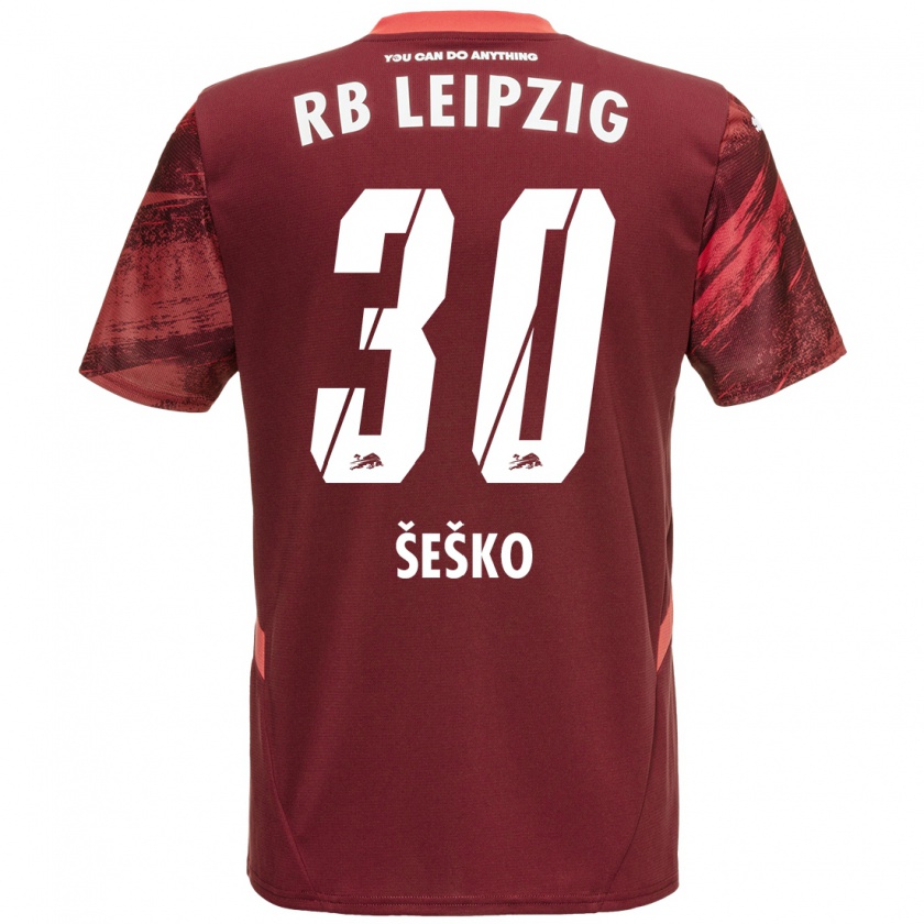 Kandiny Kinderen Benjamin Sesko #30 Bordeauxrood Uitshirt Uittenue 2024/25 T-Shirt