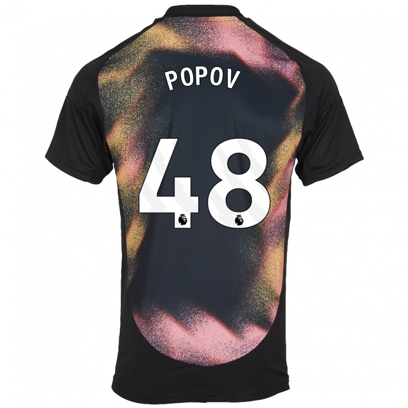 Kandiny Kinder Chris Popov #48 Schwarz Weiß Auswärtstrikot Trikot 2024/25 T-Shirt Österreich