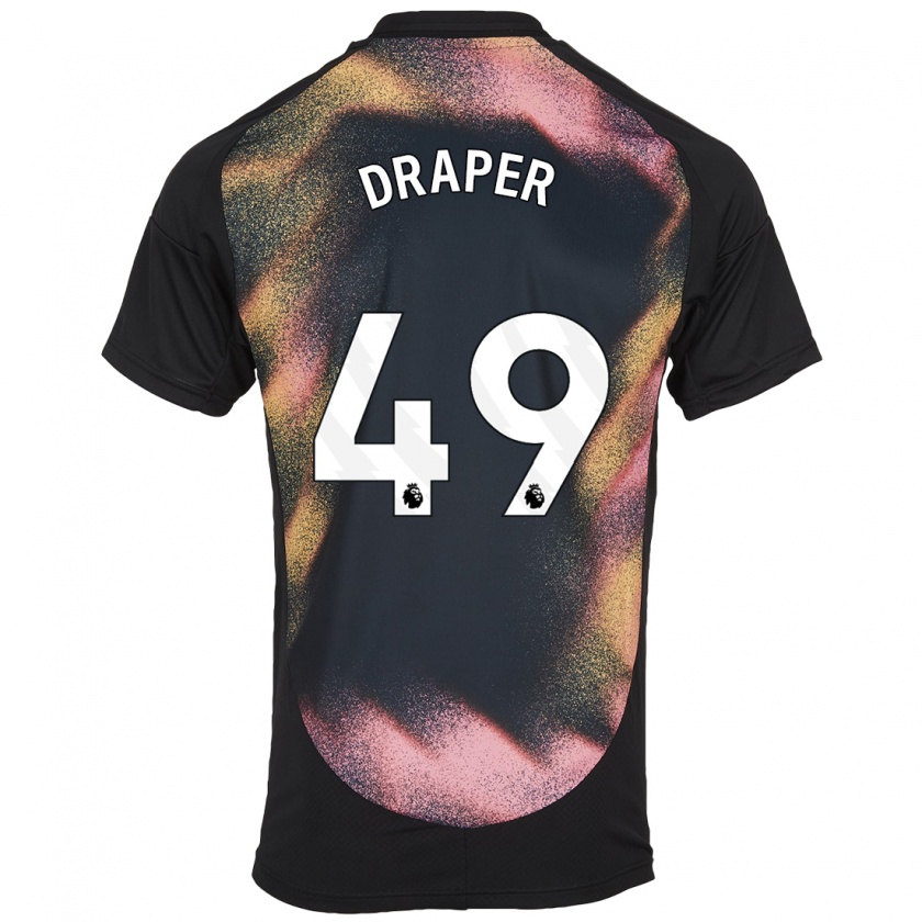 Kandiny Bambino Maglia Denny Draper #49 Nero Bianco Kit Gara Away 2024/25 Maglietta