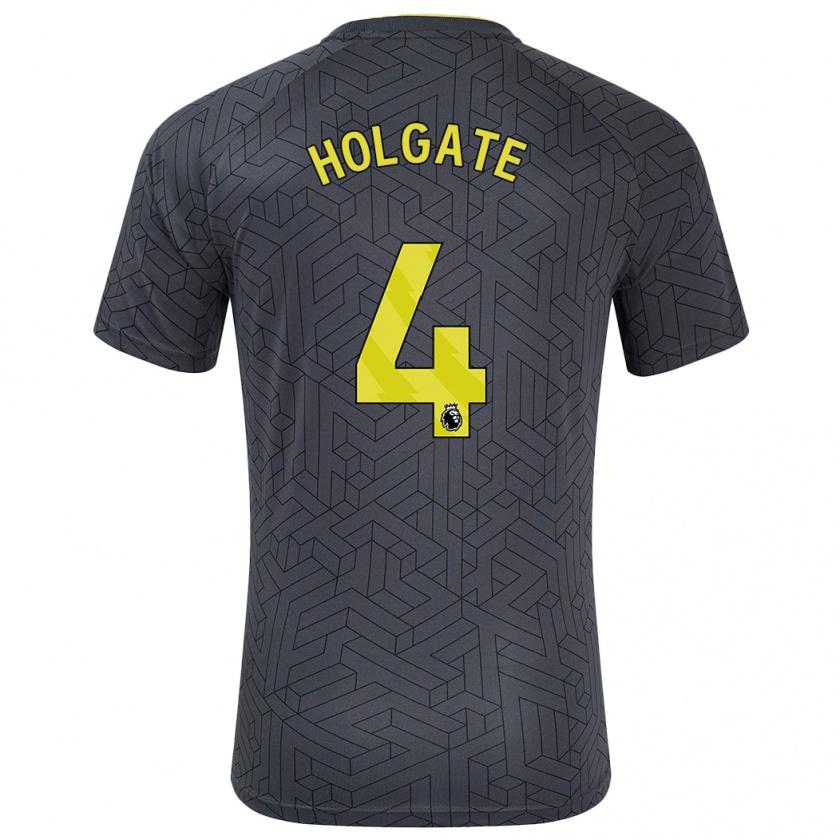 Kandiny Bambino Maglia Mason Holgate #4 Nero Giallo Kit Gara Away 2024/25 Maglietta