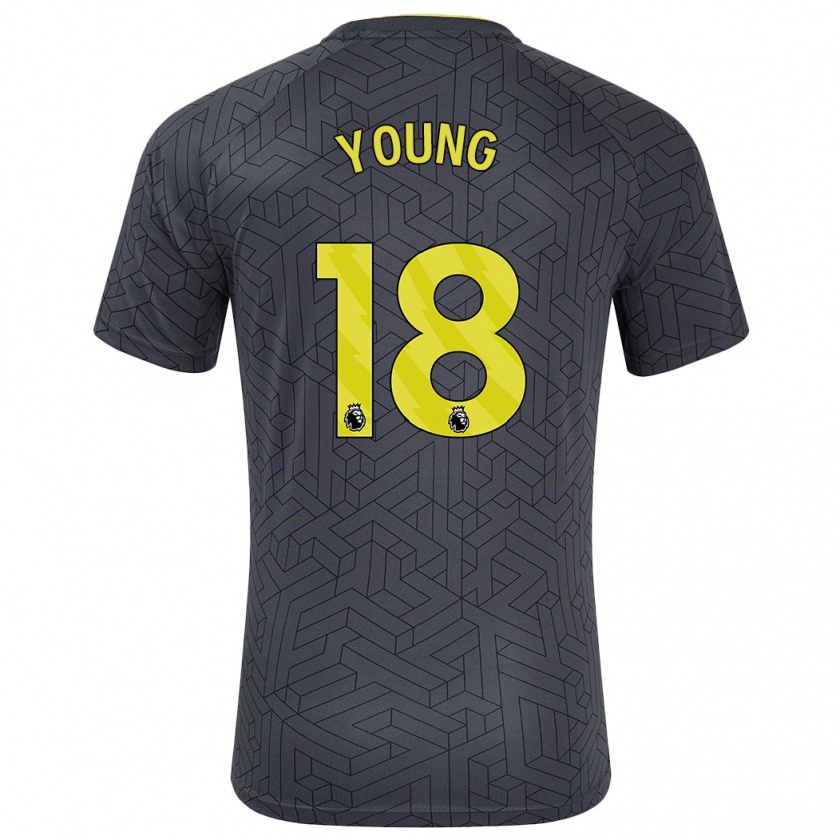 Kandiny Kinderen Ashley Young #18 Zwart Geel Uitshirt Uittenue 2024/25 T-Shirt