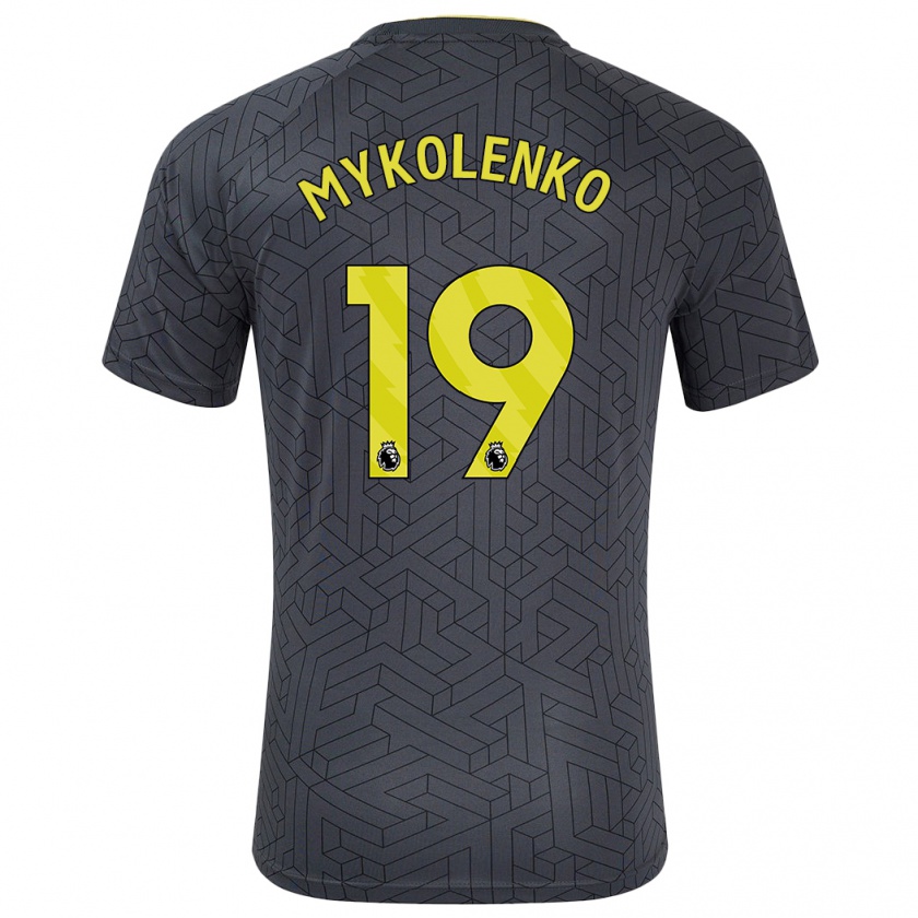 Kandiny Bambino Maglia Vitaliy Mykolenko #19 Nero Giallo Kit Gara Away 2024/25 Maglietta