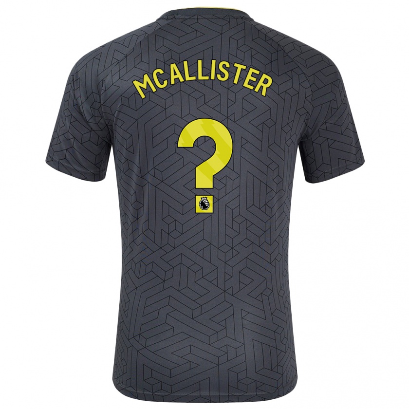 Kandiny Bambino Maglia Sean Mcallister #0 Nero Giallo Kit Gara Away 2024/25 Maglietta