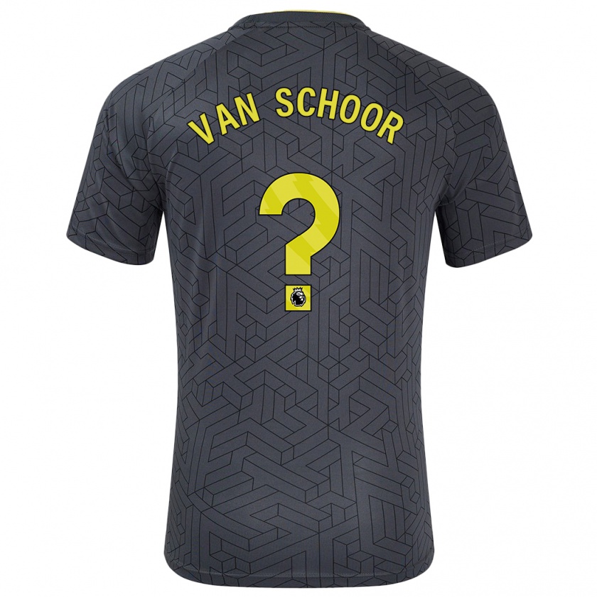 Kandiny Kinderen Joshua Van Schoor #0 Zwart Geel Uitshirt Uittenue 2024/25 T-Shirt