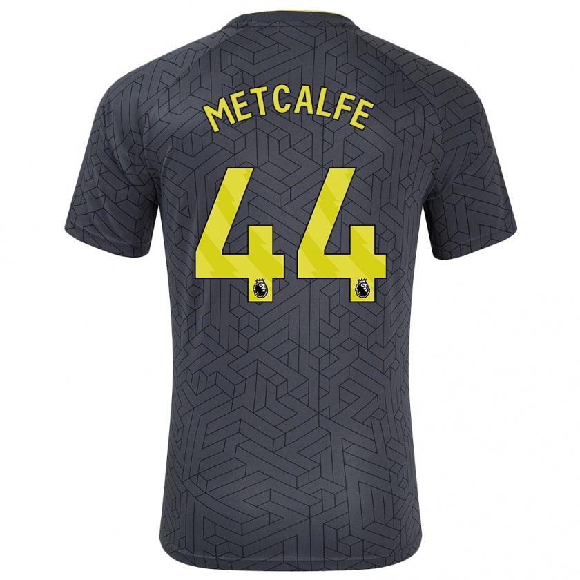 Kandiny Bambino Maglia Jenson Metcalfe #44 Nero Giallo Kit Gara Away 2024/25 Maglietta