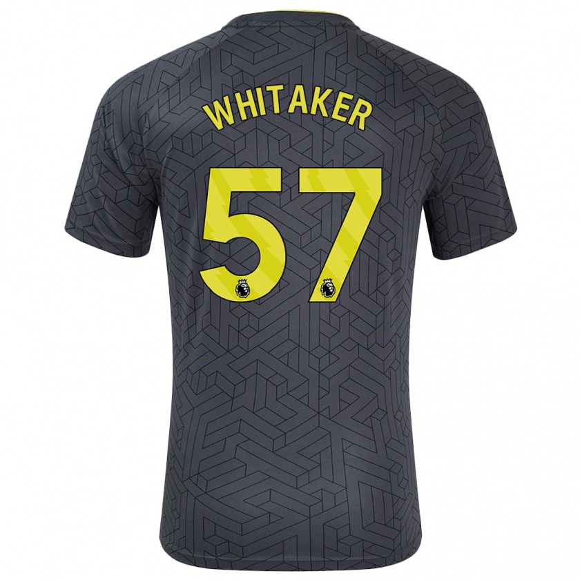 Kandiny Kinderen Charlie Whitaker #57 Zwart Geel Uitshirt Uittenue 2024/25 T-Shirt