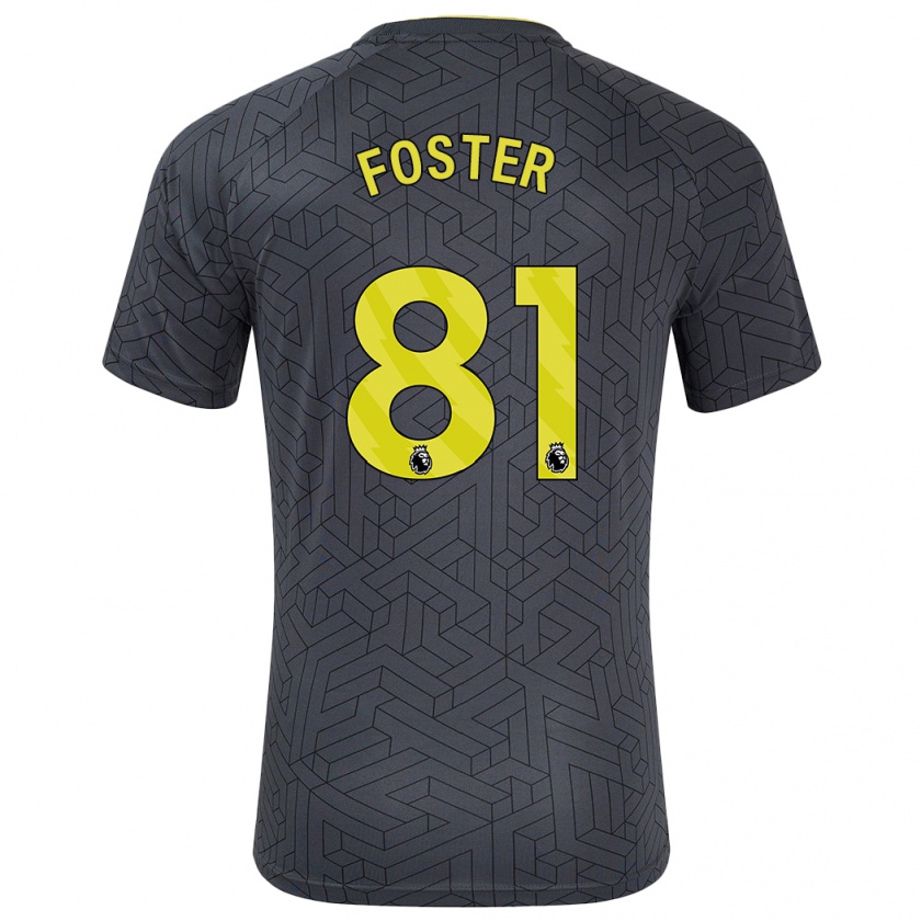 Kandiny Bambino Maglia Harvey Foster #81 Nero Giallo Kit Gara Away 2024/25 Maglietta