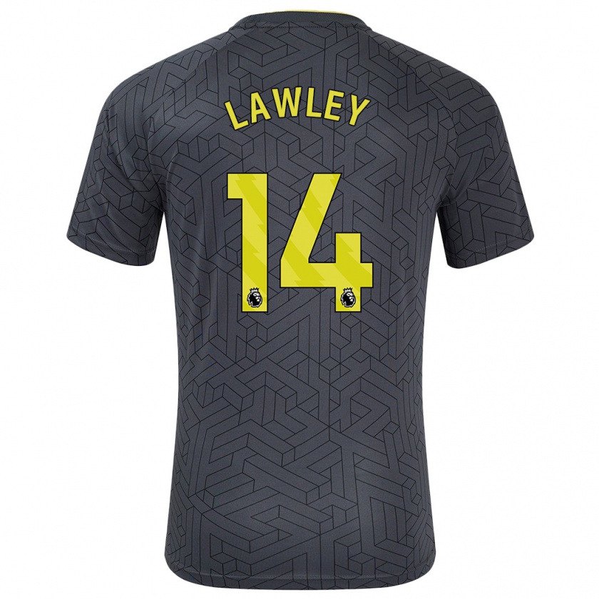 Kandiny Bambino Maglia Melissa Lawley #14 Nero Giallo Kit Gara Away 2024/25 Maglietta