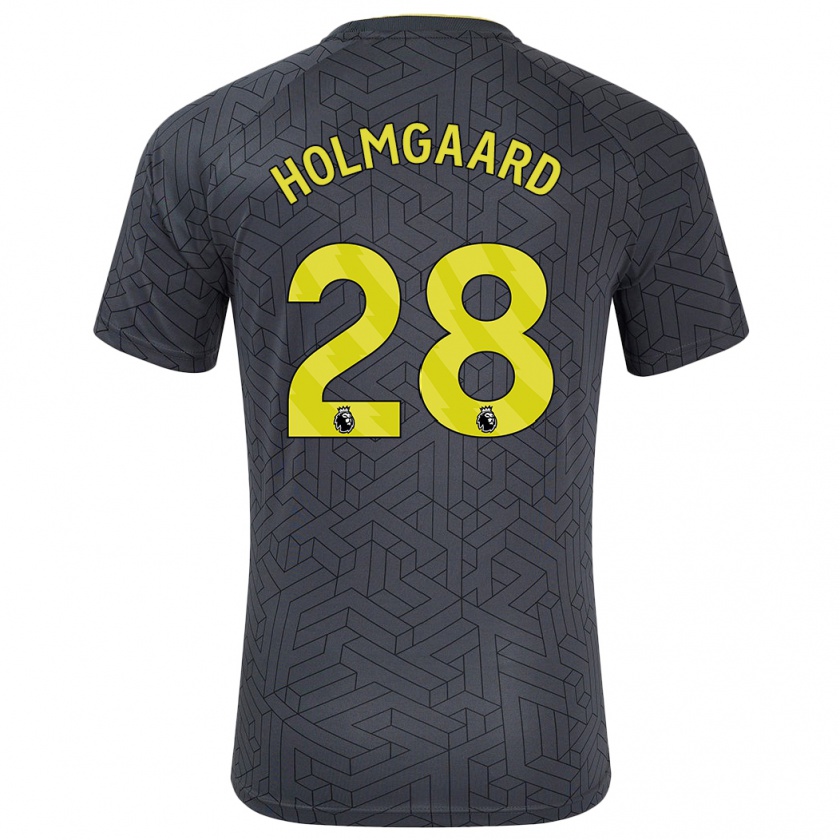 Kandiny Bambino Maglia Karen Holmgaard #28 Nero Giallo Kit Gara Away 2024/25 Maglietta