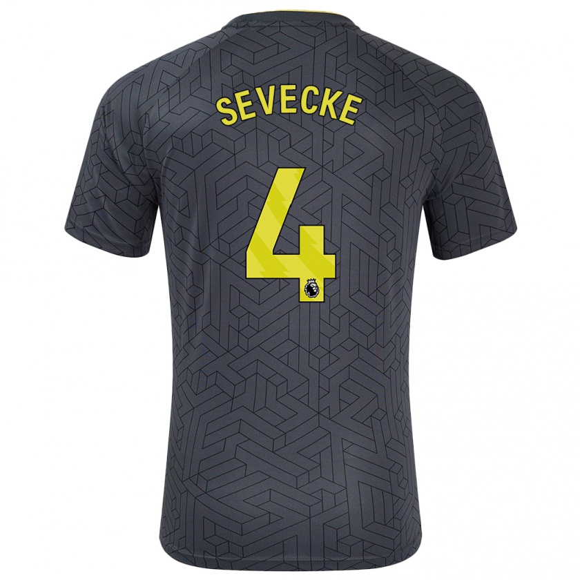 Kandiny Bambino Maglia Rikke Sevecke #4 Nero Giallo Kit Gara Away 2024/25 Maglietta