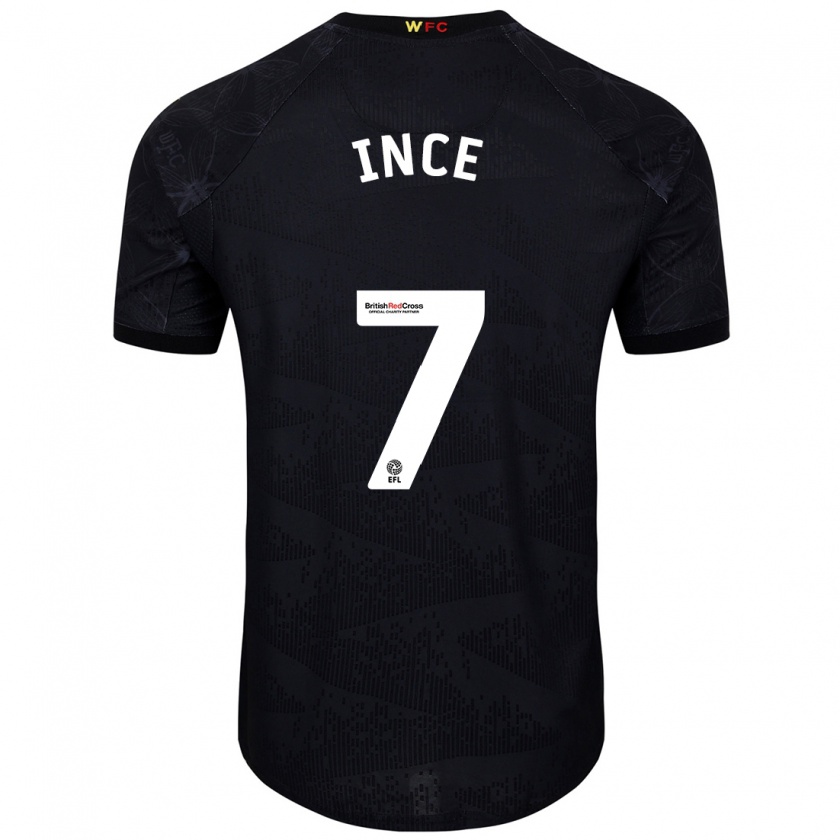 Kandiny Niño Camiseta Tom Ince #7 Negro Blanco 2ª Equipación 2024/25 La Camisa México