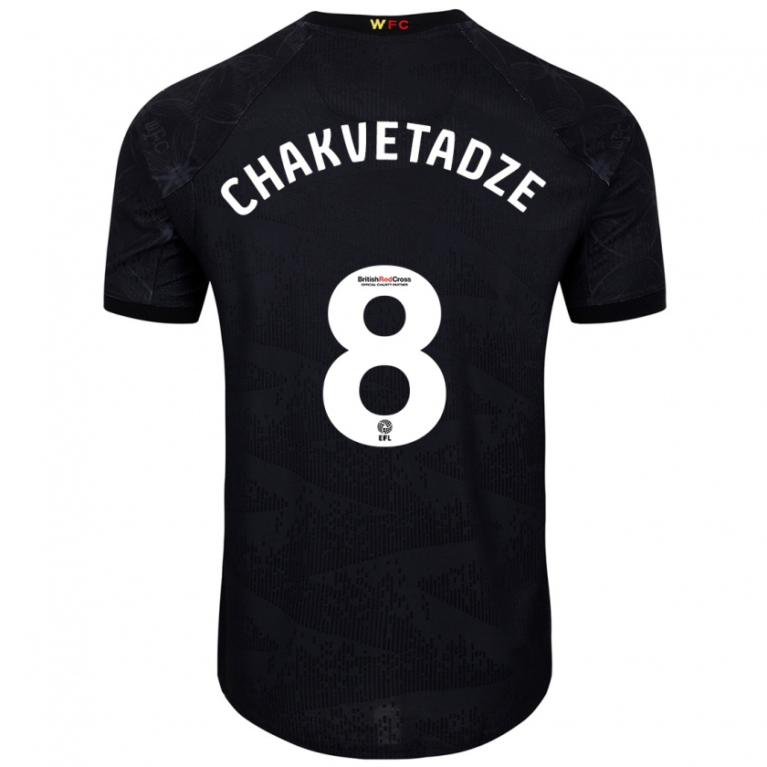 Kandiny Niño Camiseta Giorgi Chakvetadze #8 Negro Blanco 2ª Equipación 2024/25 La Camisa México