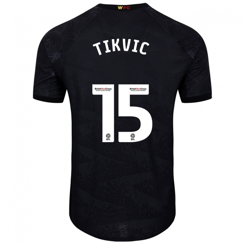 Kandiny Niño Camiseta Antonio Tikvic #15 Negro Blanco 2ª Equipación 2024/25 La Camisa