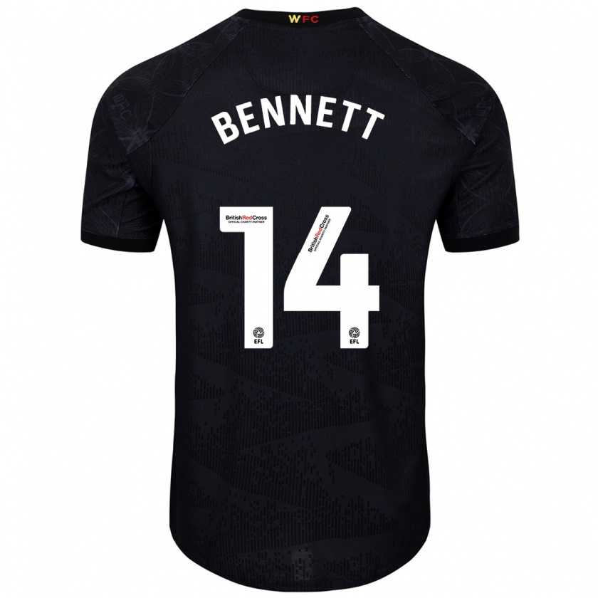 Kandiny Niño Camiseta Harley Bennett #14 Negro Blanco 2ª Equipación 2024/25 La Camisa México