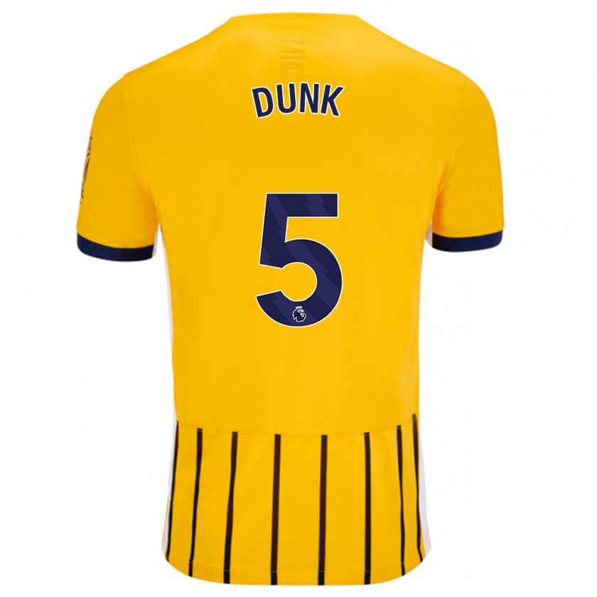 Kandiny Kinder Lewis Dunk #5 Gold Blau Nadelstreifen Auswärtstrikot Trikot 2024/25 T-Shirt Österreich