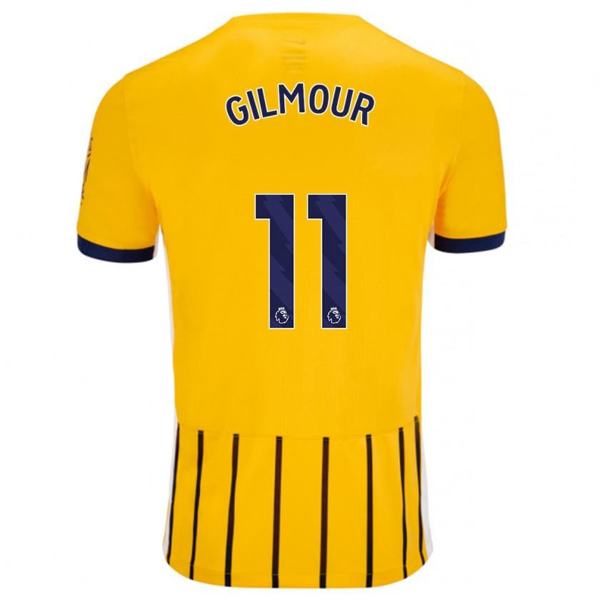 Kandiny Bambino Maglia Billy Gilmour #11 Oro Blu A Righe Sottili Kit Gara Away 2024/25 Maglietta