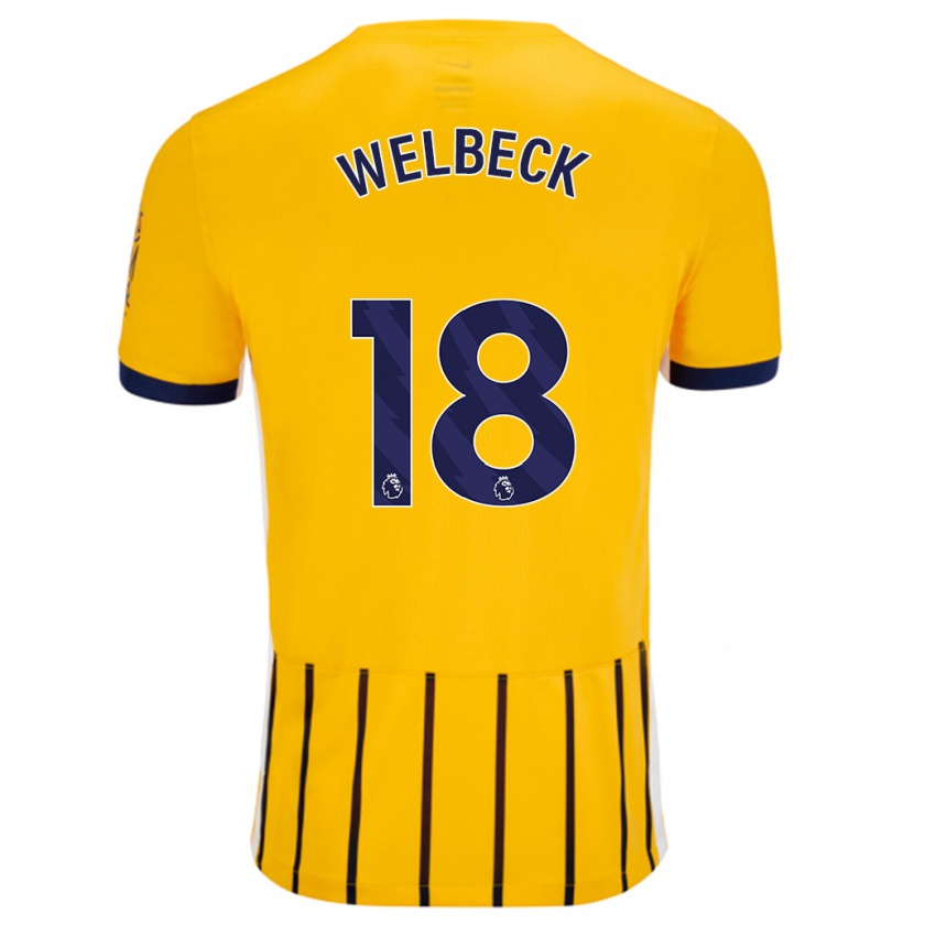 Kandiny Niño Camiseta Danny Welbeck #18 Dorado Azul Rayas 2ª Equipación 2024/25 La Camisa