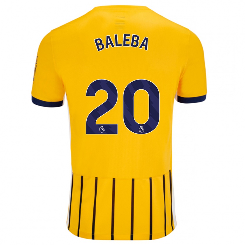 Kandiny Kinder Carlos Baleba #20 Gold Blau Nadelstreifen Auswärtstrikot Trikot 2024/25 T-Shirt Österreich