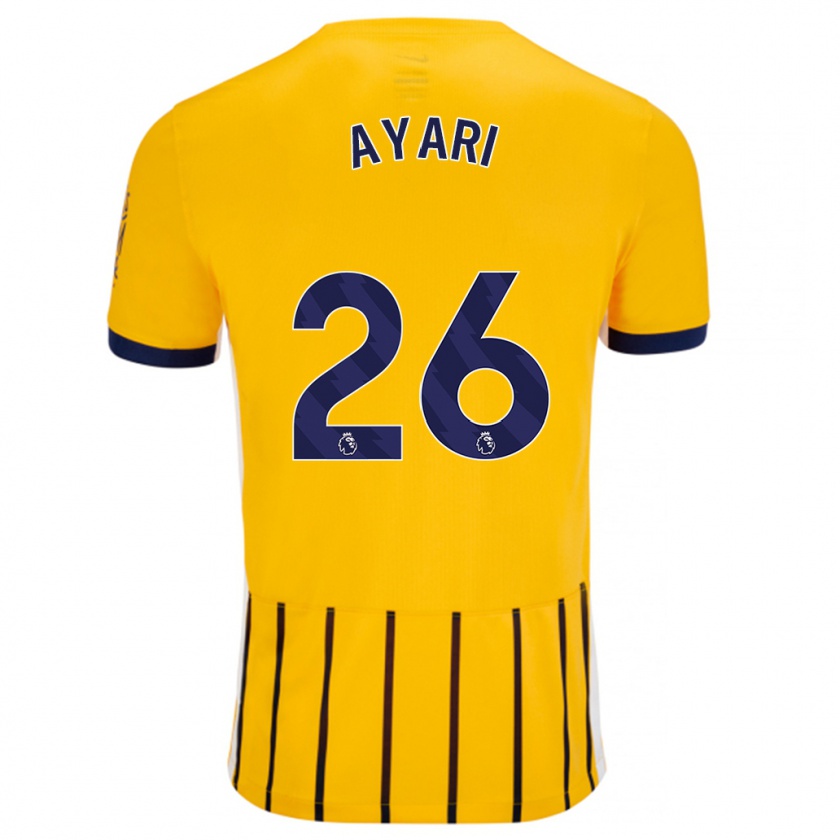 Kandiny Niño Camiseta Yasin Ayari #26 Dorado Azul Rayas 2ª Equipación 2024/25 La Camisa