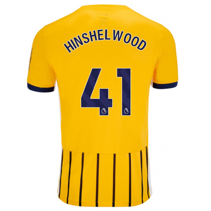 Kandiny Kinderen Jack Hinshelwood #41 Goud Blauw Krijtstrepen Uitshirt Uittenue 2024/25 T-Shirt